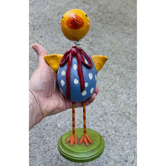 Vtg Easter Duck Penny McAllister Collection Egg Folk Art bobblehead 2003 10.5